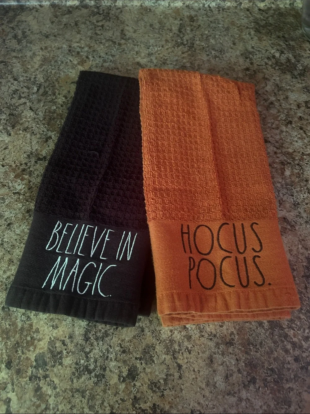 Hocus Pocus & Believe in Magic Halloween Kitchen Towels - Orange & Black